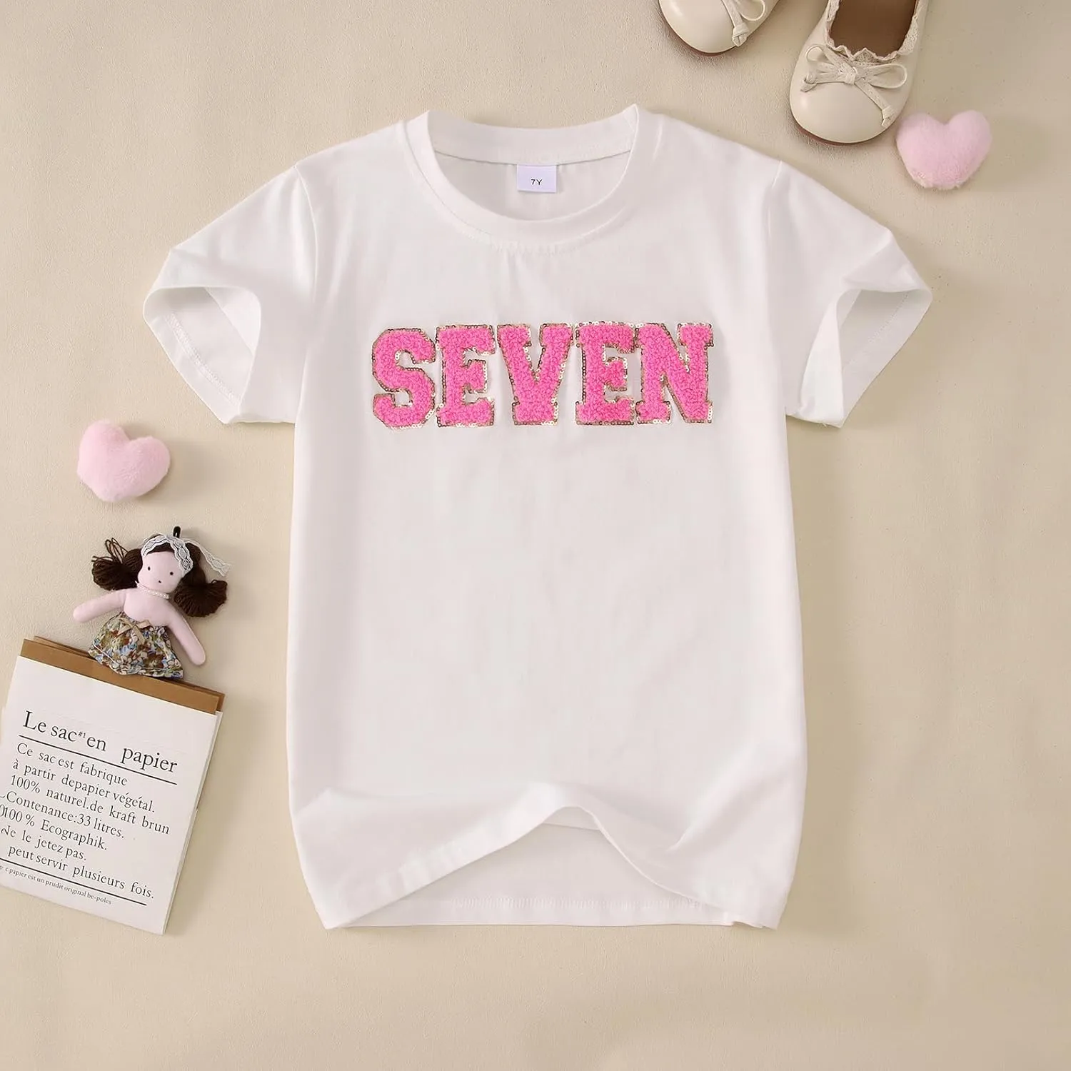 Ritatte Birthday Girl Shirt Kids Girls 5th 6th 7th 8th 9th 10th T-Shirts Sequin Embroidered Party Outfit 5-10 Years