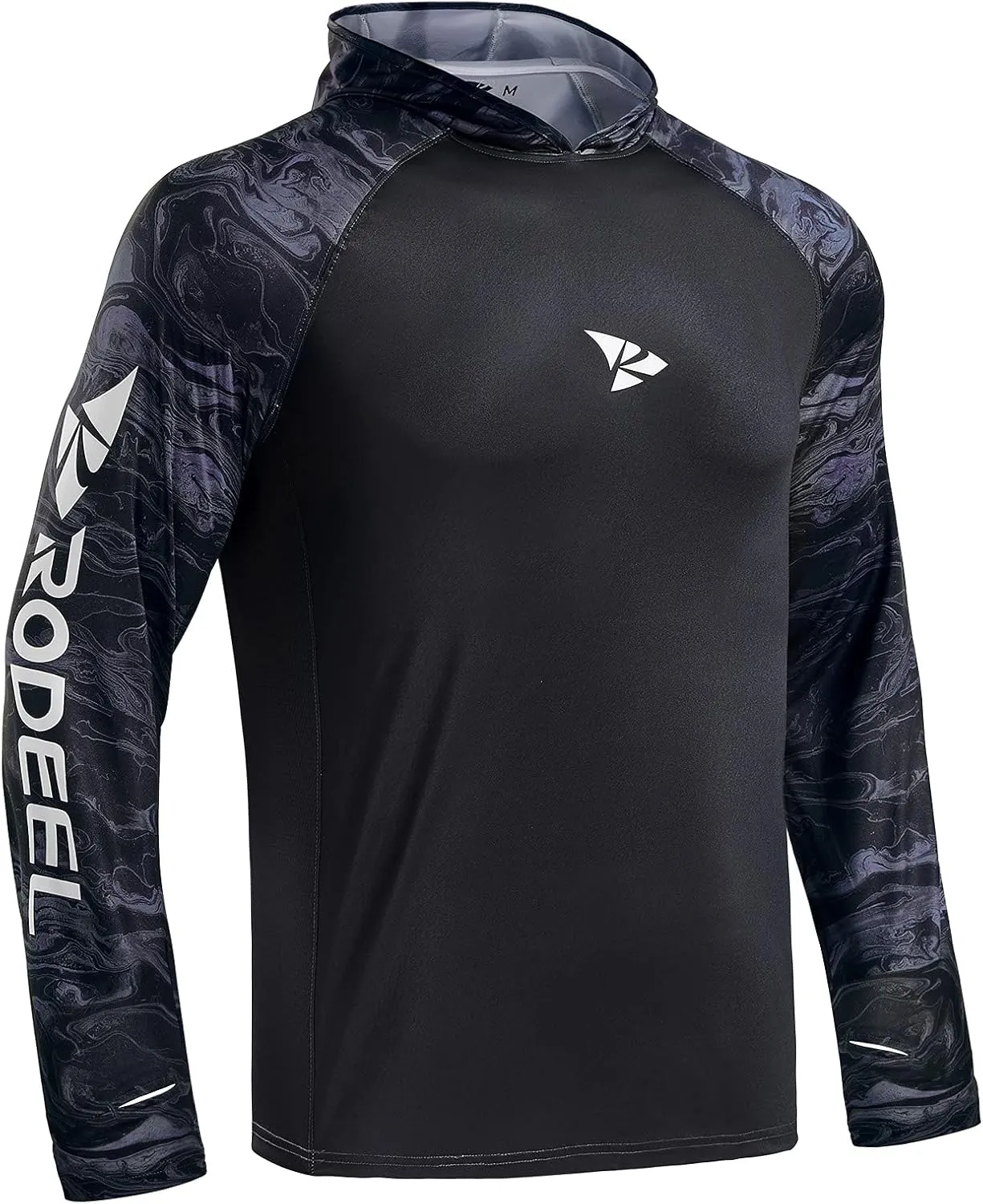 Rodeel Mens Loose-Fit Fishing Hoodie T-Shirt Vented River Bluff Performance Long Sleeve Shirt UPF 50 Sun Protection