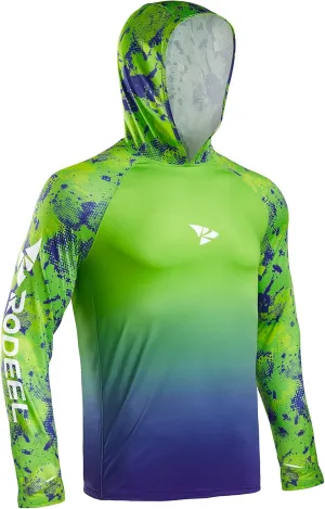 Rodeel Mens Loose-Fit Fishing Hoodie T-Shirt Vented River Bluff Performance Long Sleeve Shirt UPF 50 Sun Protection
