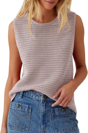 Saodimallsu Womens Crochet Tank Tops Summer Sleeveless Crew Neck Basic Mesh Knit Loose Pullover Sweater Vest