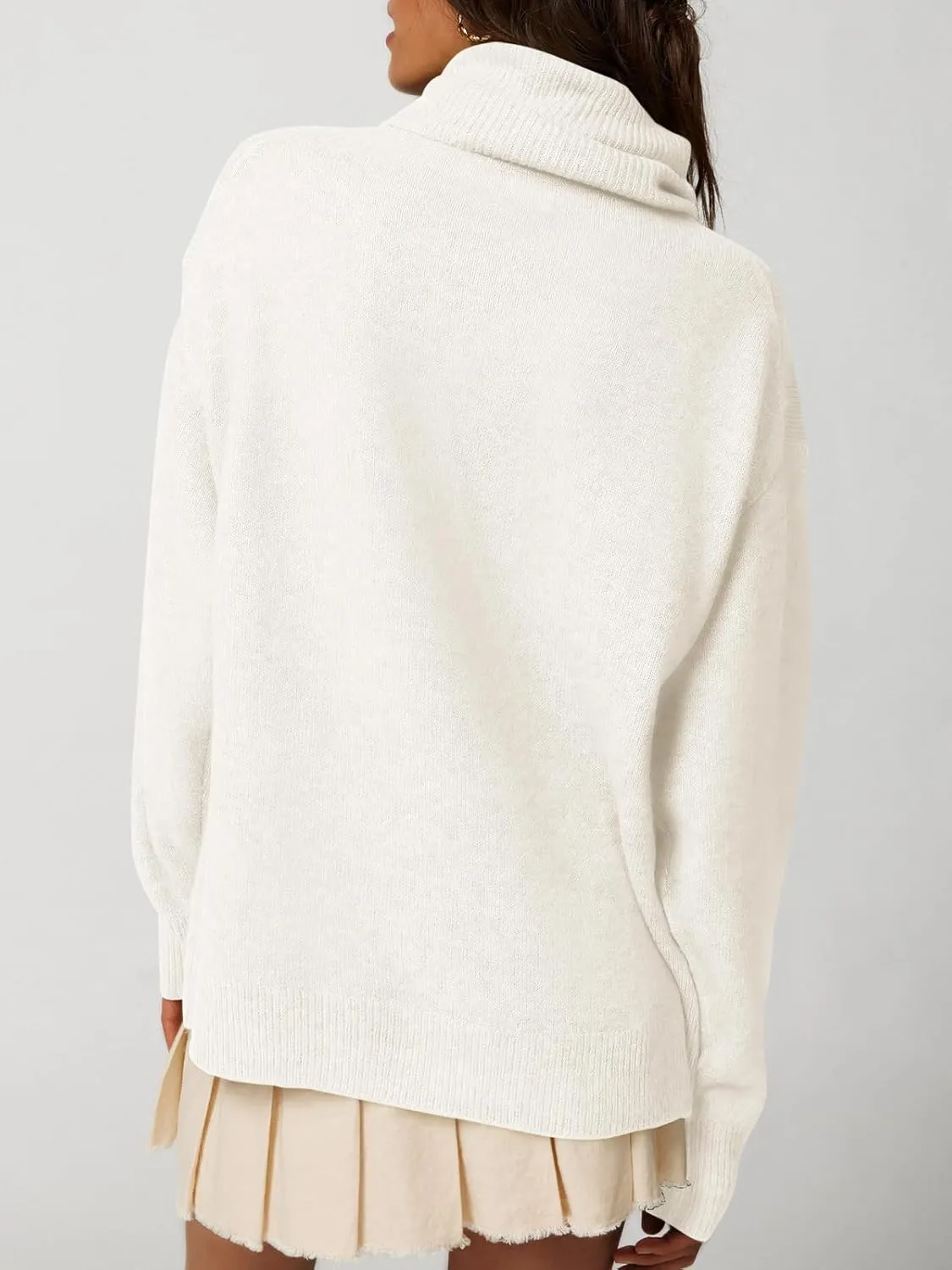Saodimallsu Womens Oversized Turtleneck Sweaters Long Sleeve Soft Knit Casual Tunic Sweater Tops