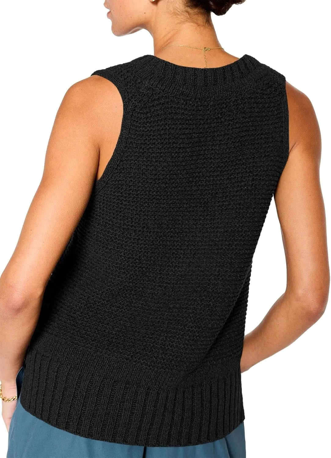 Saodimallsu Womens Sleeveless Sweater Vest Lightweight V Neck Spring Sweater Tank Tops Casual Knit Tunic Cami Shirts