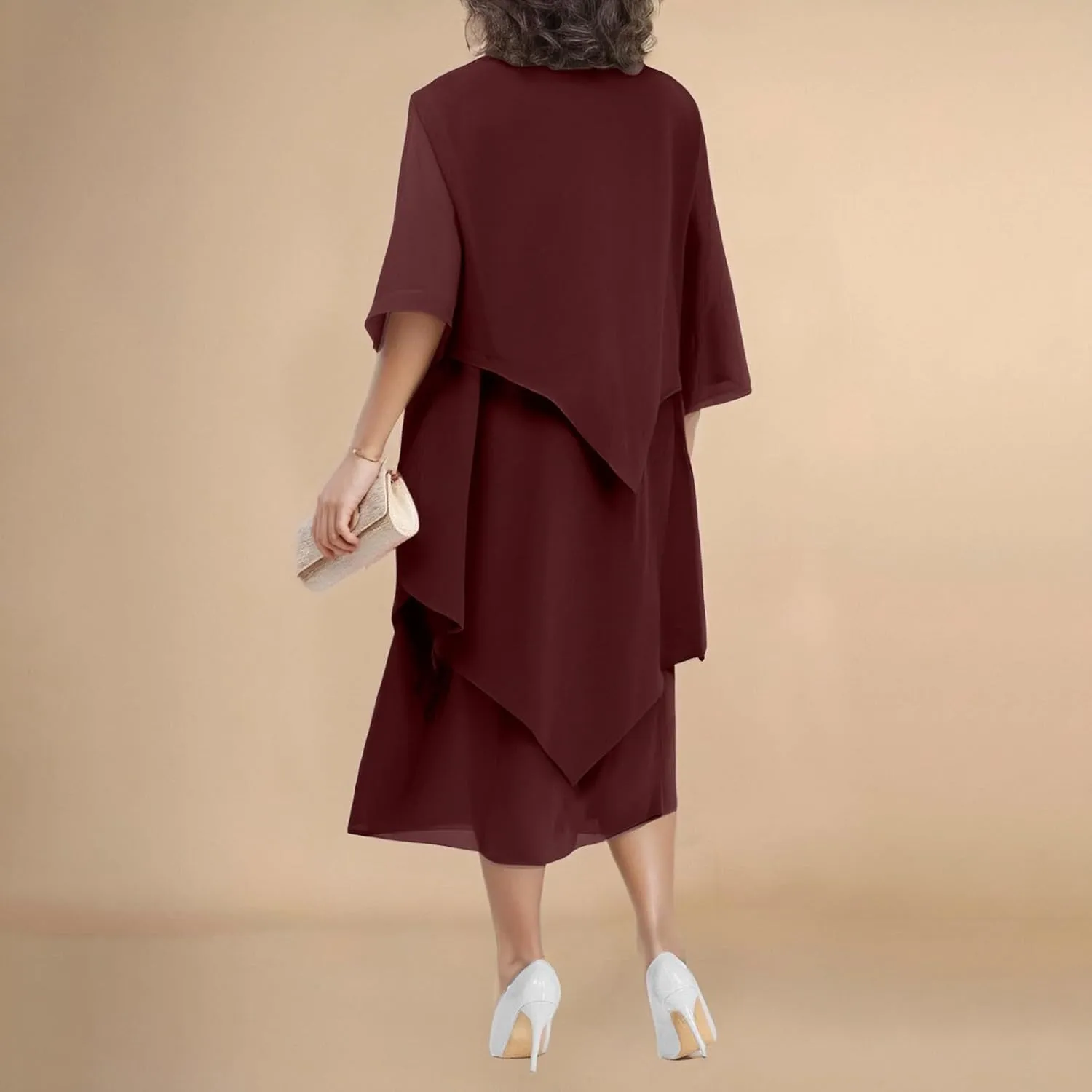 Semi Formal Dresses for Women Plus Size Casual Half Sleeve Flowy Midi Funeral Dress Wedding Spring Country Concert Outfits