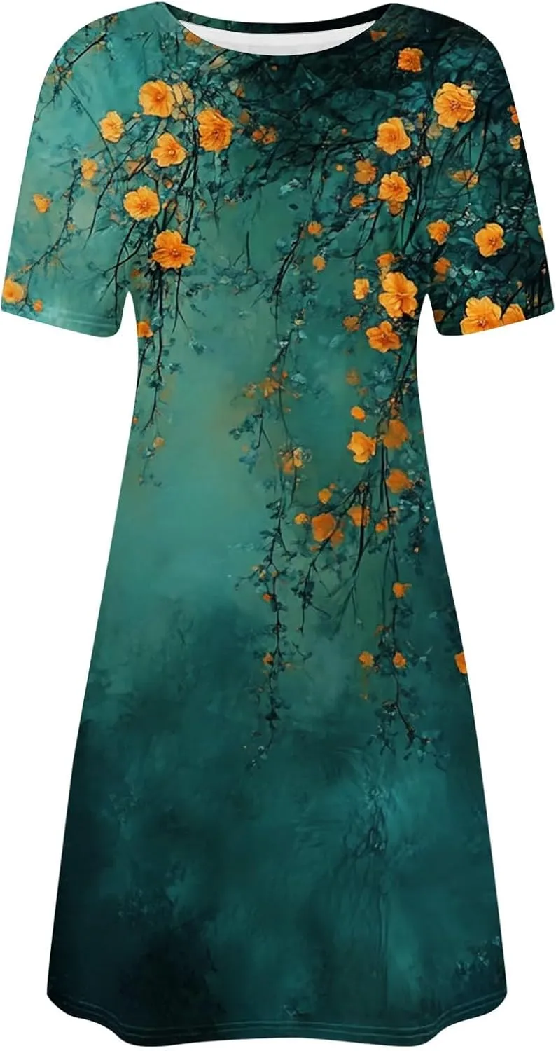 Sexy Summer Dresses for Women Sleeveless Floral Beach Dress V Neck Ruffle Dress Holiday Vacation Clothes