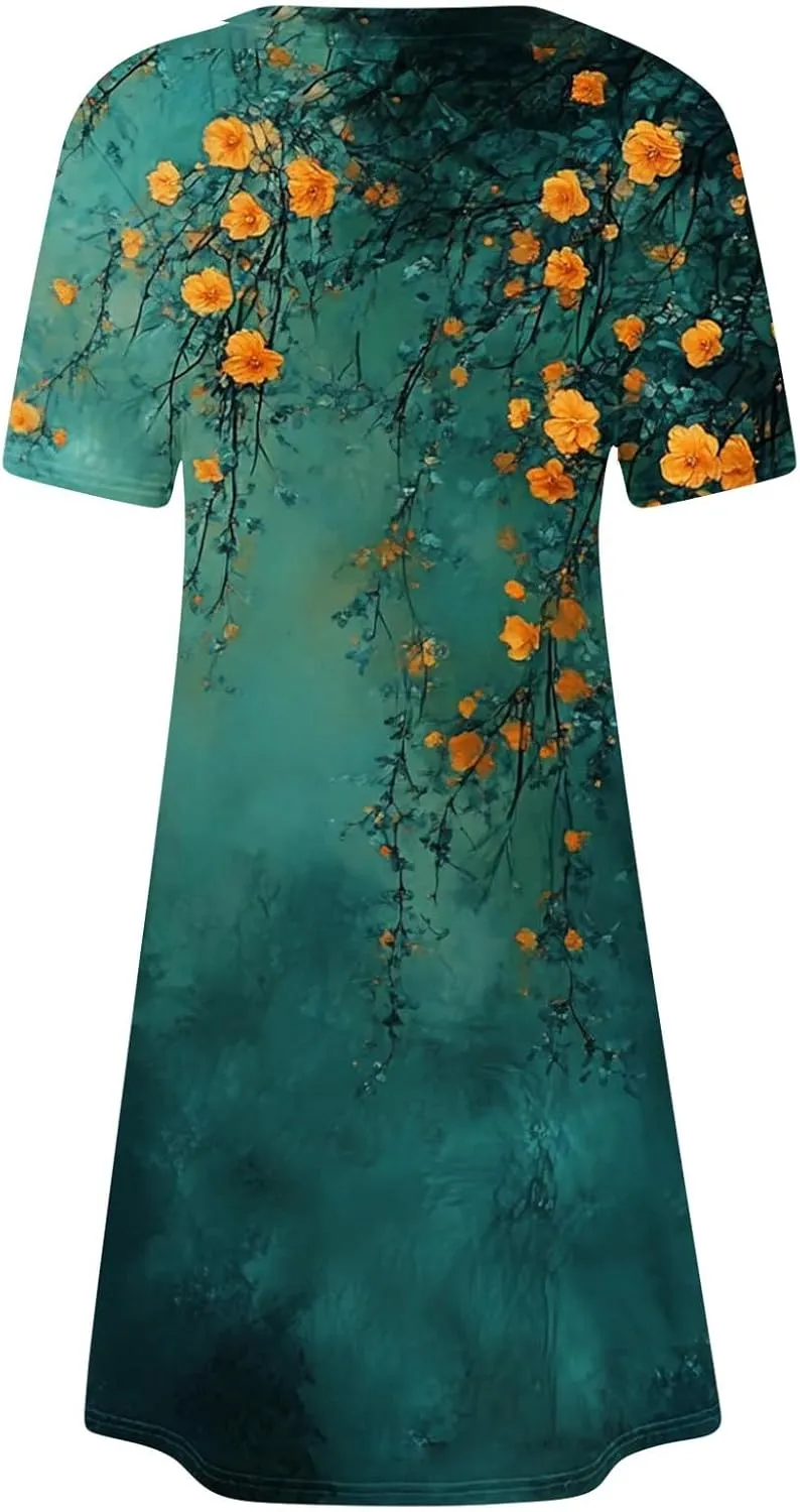 Sexy Summer Dresses for Women Sleeveless Floral Beach Dress V Neck Ruffle Dress Holiday Vacation Clothes