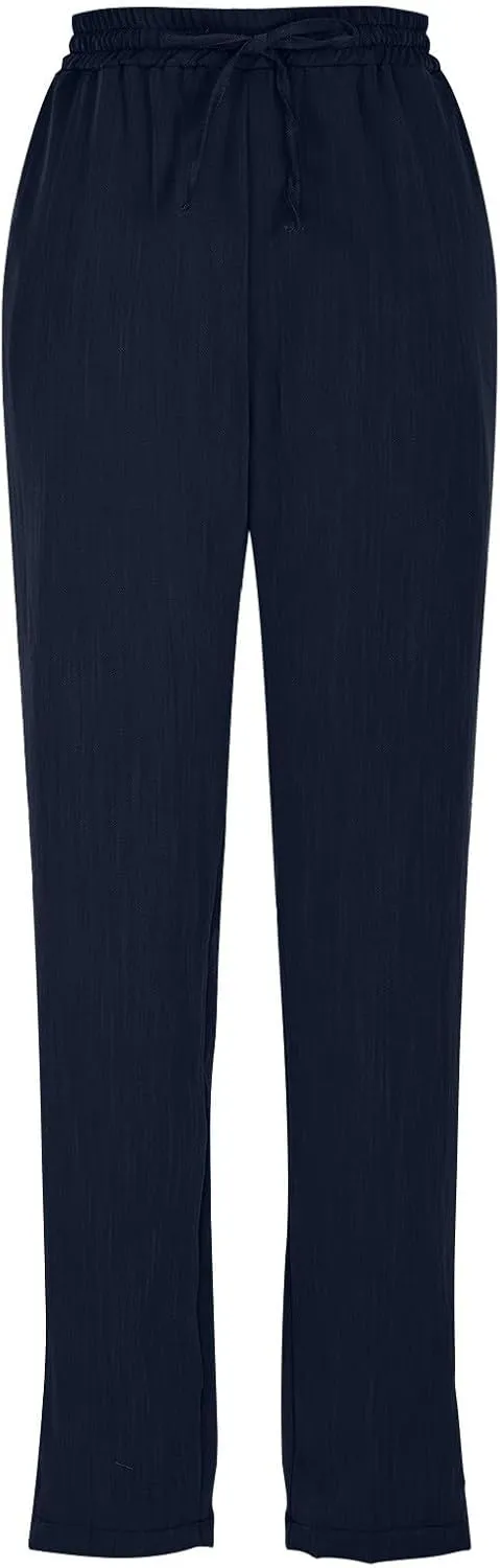 SGASY Women's Cotton Linen Straight Leg Pants Elastic Drawstring Casual Trousers with Pockets Summer Beach Lounge Trouser