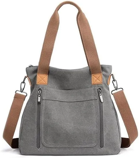 Shoulder bag Womens Canvas Handbags Shoulder BagsAll-match, Casual, Stylish suitable For Outdoor/Travel/Travel/Work gray