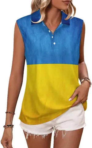 Sleeveless Shirts for Women Venezuela Flag V Neck Shirt Casual PO-LO Tank Top Pullover Quick Dry with Designs