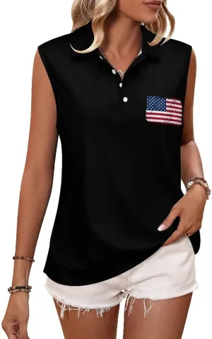 Sleeveless Shirts for Women Venezuela Flag V Neck Shirt Casual PO-LO Tank Top Pullover Quick Dry with Designs