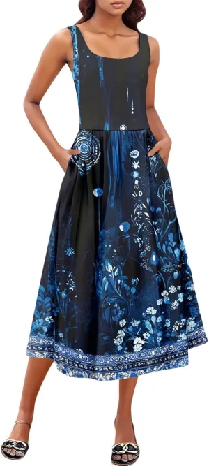 Sleeveless Summer Sundress Women Golf Plus Size Comfort Crewneck Dress Ladies