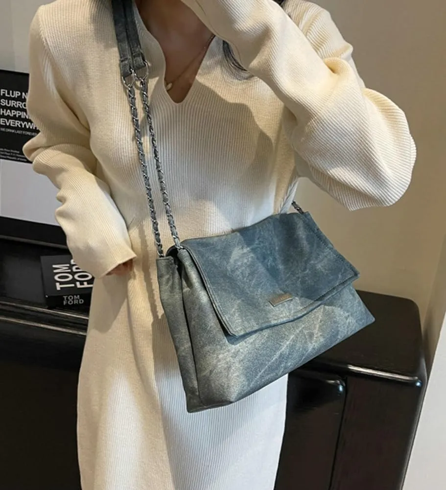 Suede Tote Bag Retro Vegan Leather Soft Shoulder Hobo Handbag Casual Stylish PU Purse Bags for Women Ladies