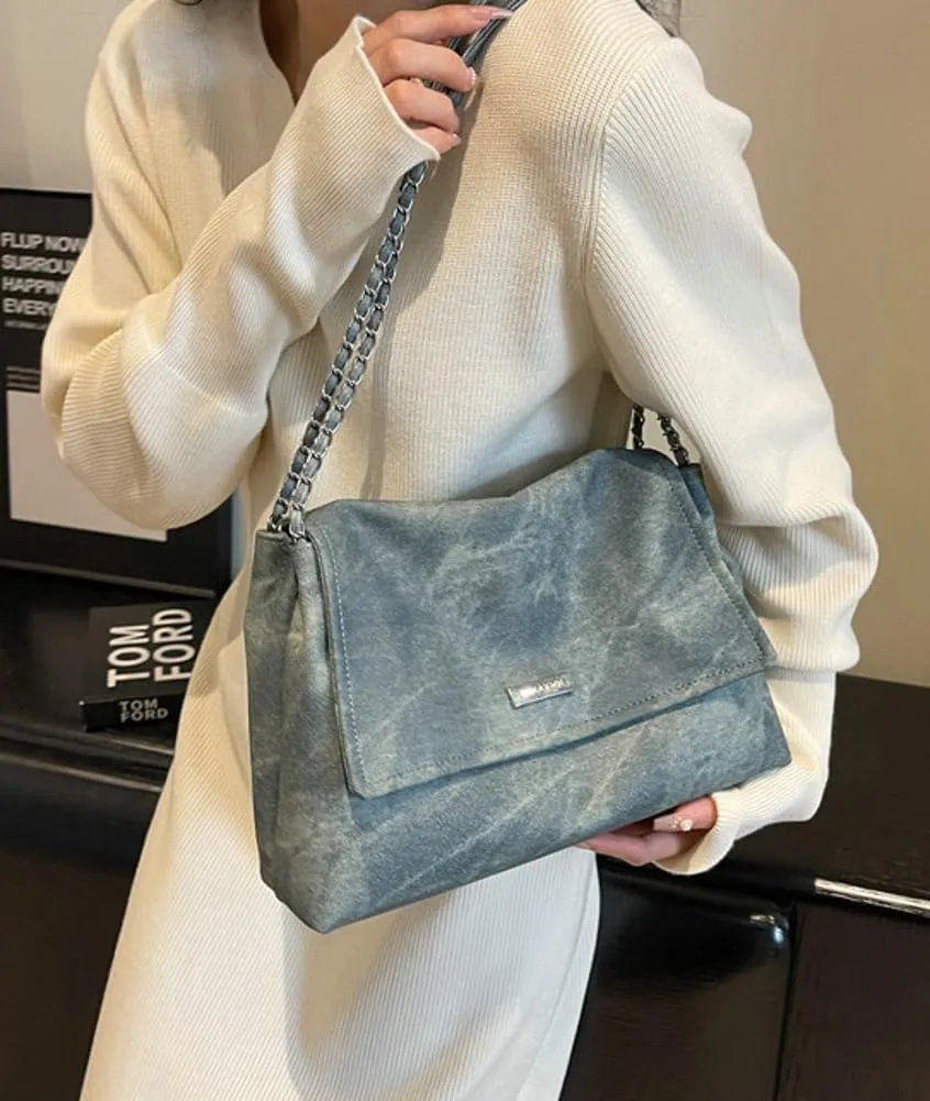 Suede Tote Bag Retro Vegan Leather Soft Shoulder Hobo Handbag Casual Stylish PU Purse Bags for Women Ladies