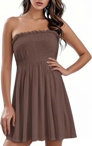Summer Dresses for Women 2025 Plus Size Strapless Sundress Wedding Guest Dress & Vacation Cover Up Slimming Waist