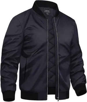 TACVASEN Mens Bomber Jackets Casual Fall Winter Warm Windbreaker Full Zip Windproof Outwear Padded Lined Coats
