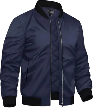 TACVASEN Mens Bomber Jackets Casual Fall Winter Warm Windbreaker Full Zip Windproof Outwear Padded Lined Coats
