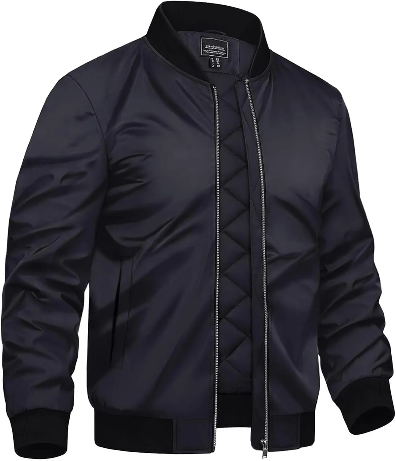 TACVASEN Mens Bomber Jackets Casual Fall Winter Warm Windbreaker Full Zip Windproof Outwear Padded Lined Coats