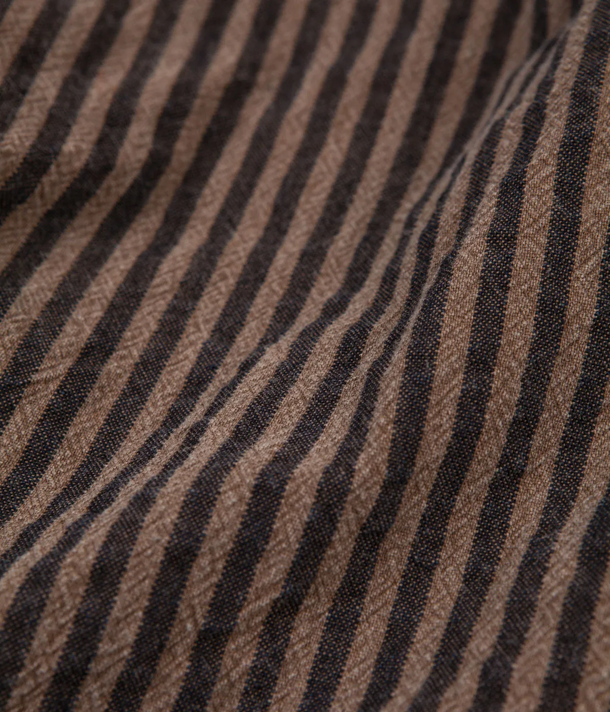 Tender Type 433 Raglan Wallaby Short Sleeve Shirt - Indigo Welsh Stripe Calico Walnut Dye