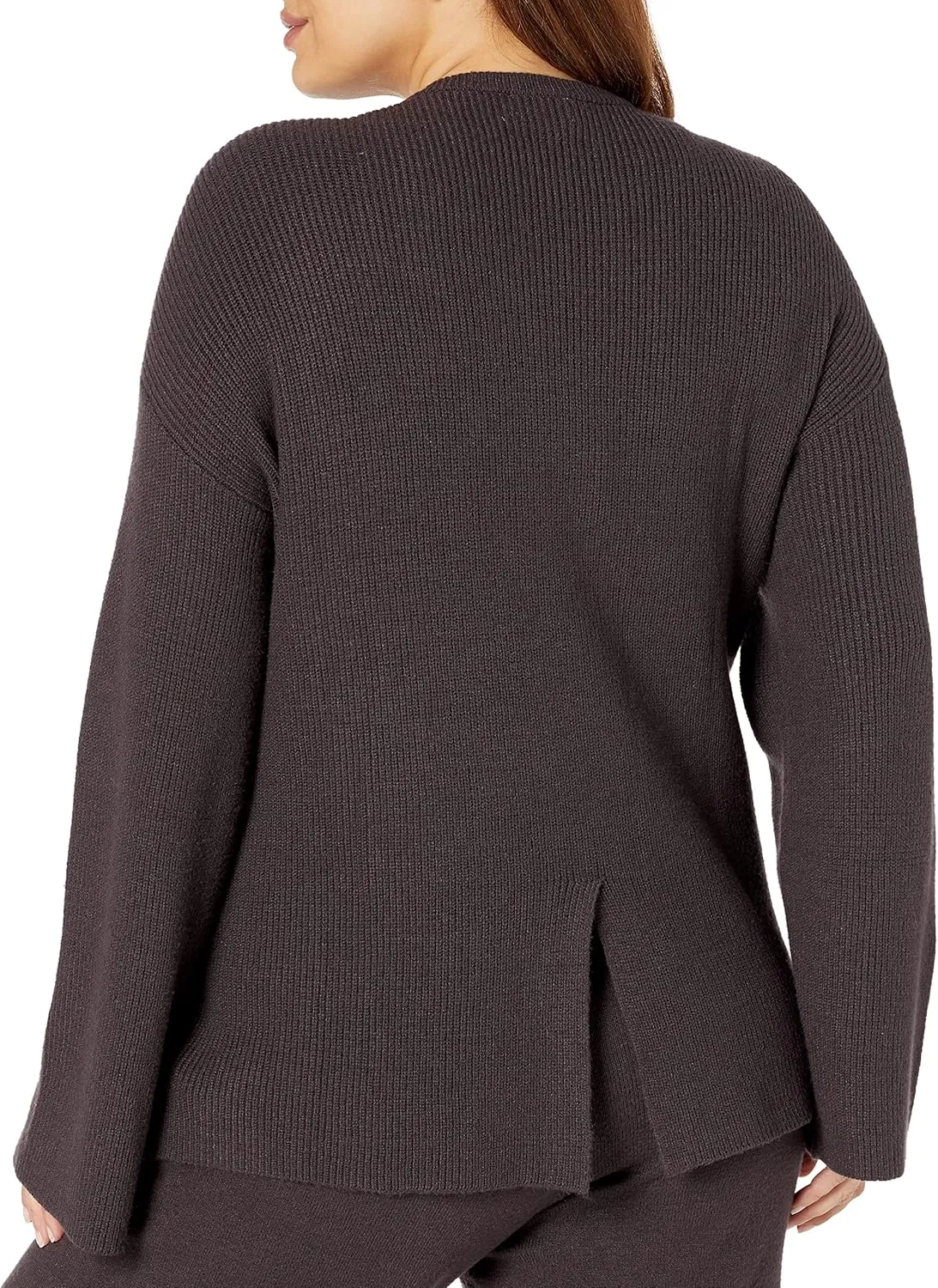 The Drop Women's Alice Crew-Neck Back-Slit Ribbed Pullover Sweater