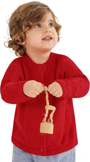 Toddler Baby Girls' Cardigan Sweaters Open Front Long Sleeve Knit Outwear for Girls