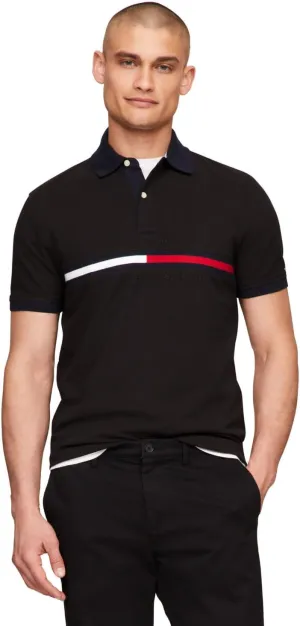 Tommy Hilfiger Men's Short Sleeve Cotton Pique Flag Graphic Polo Shirt in Custom Fit
