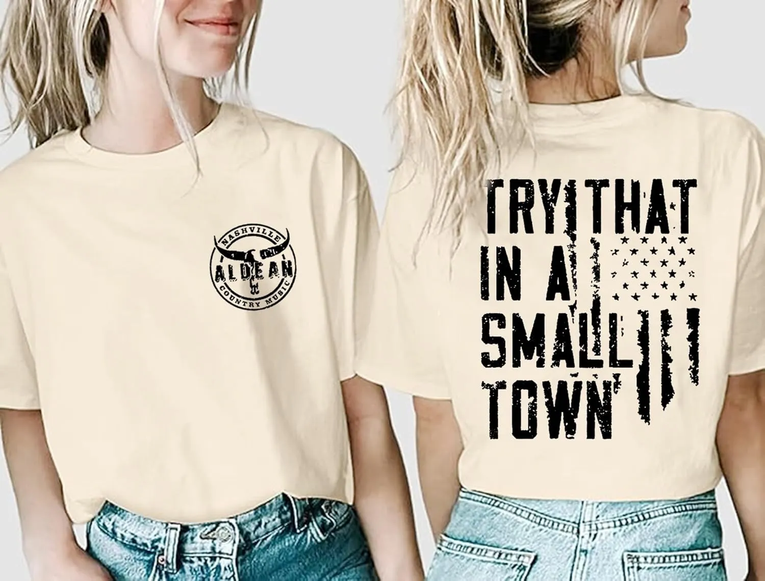 Try That in a Small Town Shirt for Women Country Music Concert Shirts Vintage Graphic Country Western T-Shirt Tops