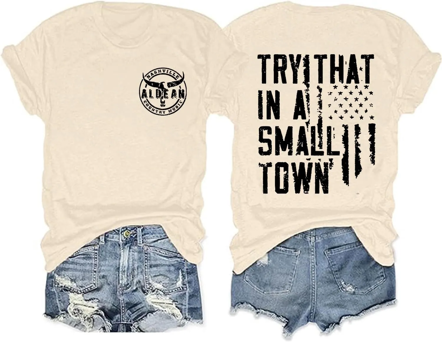 Try That in a Small Town Shirt for Women Country Music Concert Shirts Vintage Graphic Country Western T-Shirt Tops