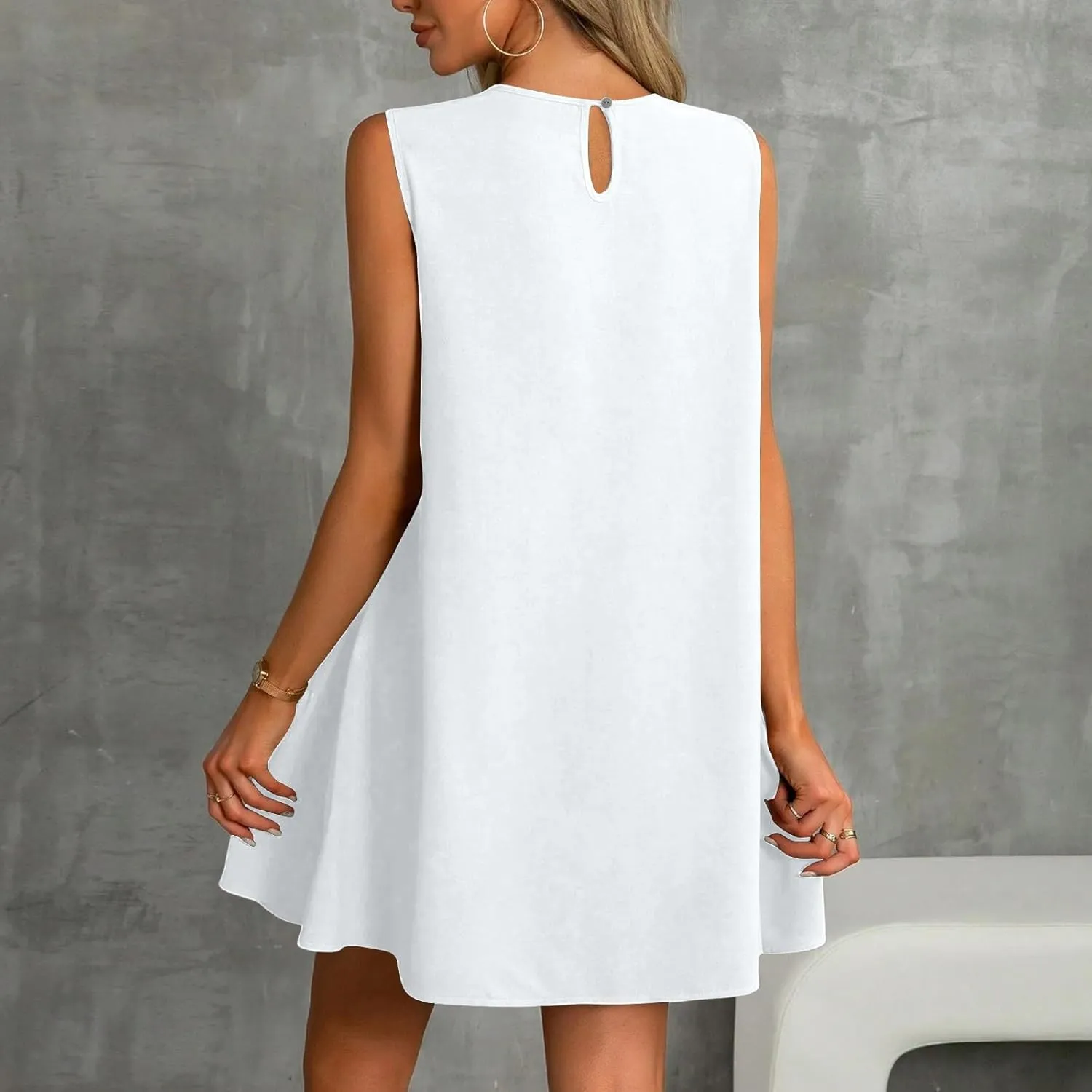 Tshirt Dress Women Summer Sleeveless Ruffle Hem Mini Dress Casual Crewneck T Shirt Dresses Cute Plain Sundresses 2025