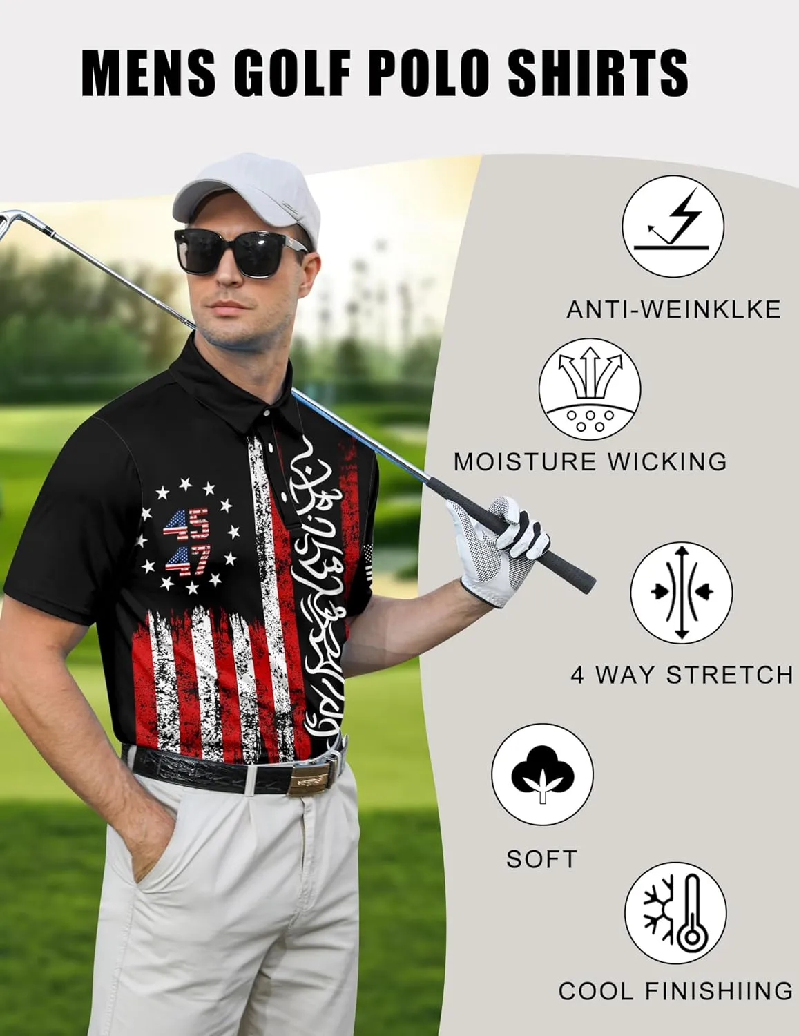 uideazone Golf Shirts for Men Dry Fit Polo Shirt Short Sleeve Moisture Wicking Golf Polos Performance Golf Tennis Shirt