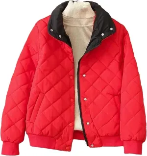 UIOKLMJH Women Winter Down Cotton-Padded Jacket Warm Button Short Loose Thicken Casual Stylish Coat With Pocket