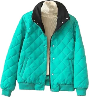 UIOKLMJH Women Winter Down Cotton-Padded Jacket Warm Button Short Loose Thicken Casual Stylish Coat With Pocket