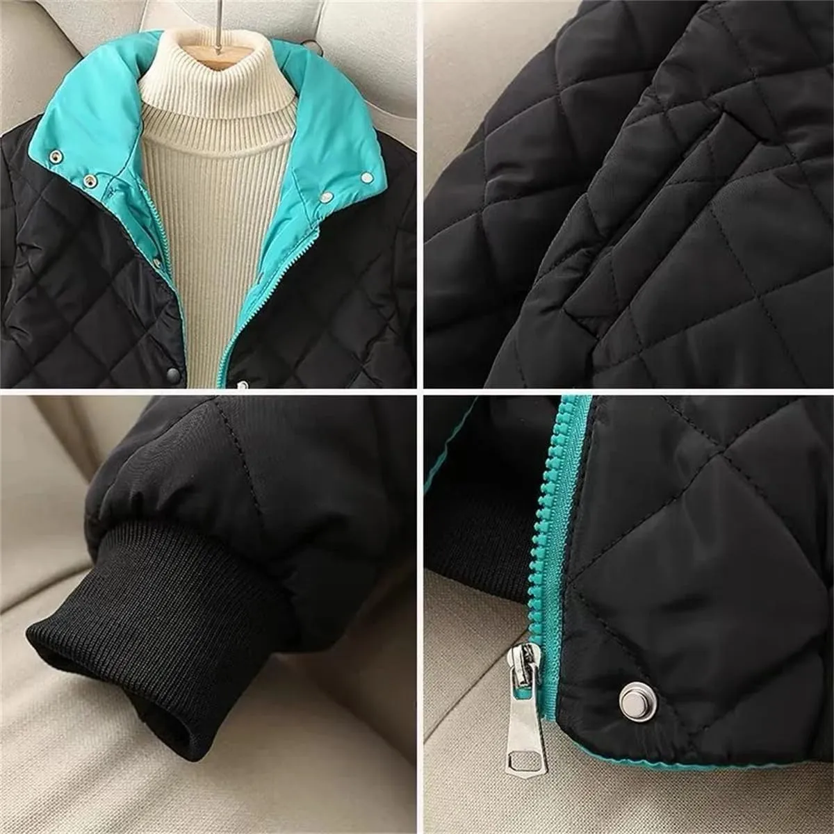 UIOKLMJH Women Winter Down Cotton-Padded Jacket Warm Button Short Loose Thicken Casual Stylish Coat With Pocket