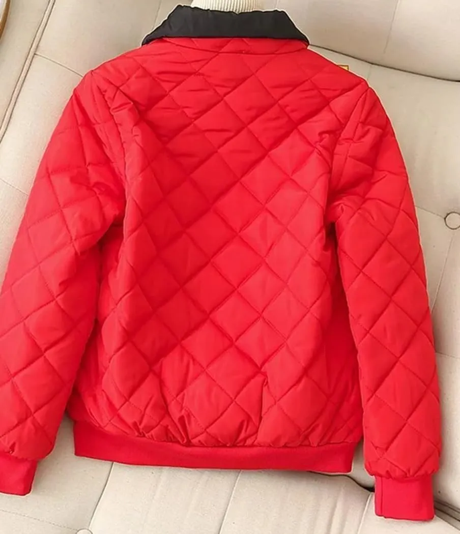 UIOKLMJH Women Winter Down Cotton-Padded Jacket Warm Button Short Loose Thicken Casual Stylish Coat With Pocket