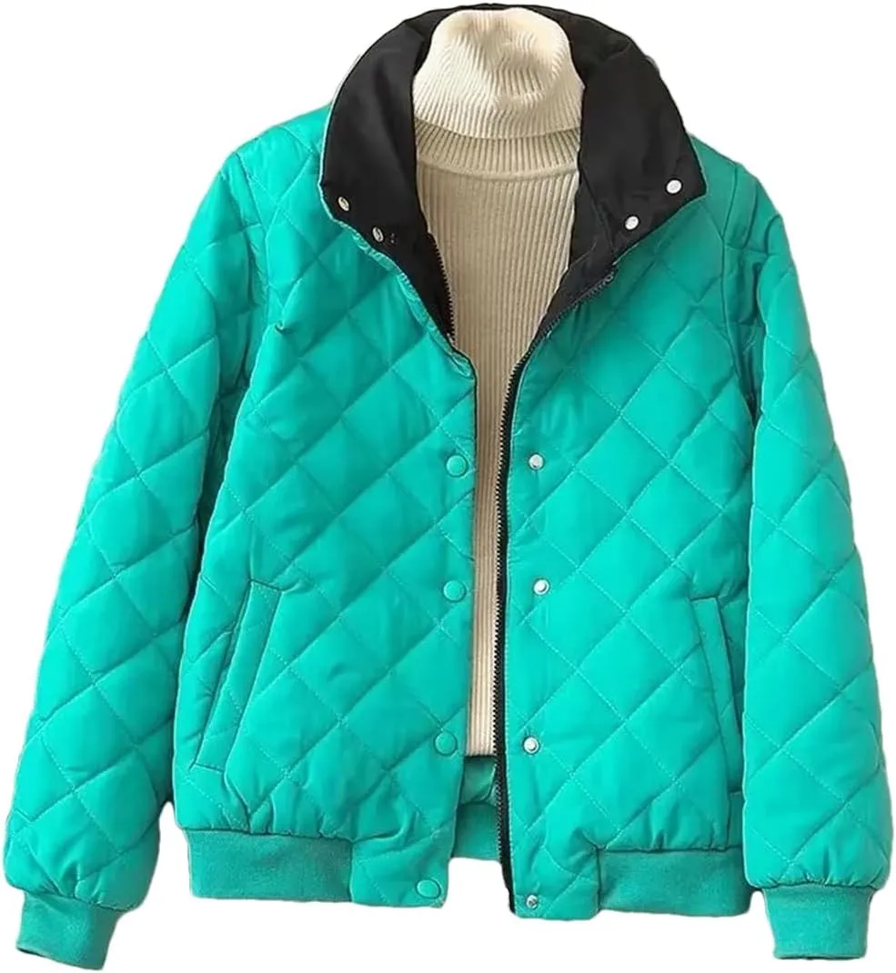 UIOKLMJH Women Winter Down Cotton-Padded Jacket Warm Button Short Loose Thicken Casual Stylish Coat With Pocket