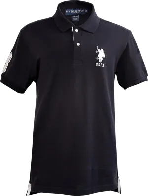 U.S. Polo Assn. Men's Short-Sleeve Polo Shirt with Applique, Casual Summer Slim Fit Polo Shirt with Contrast Color