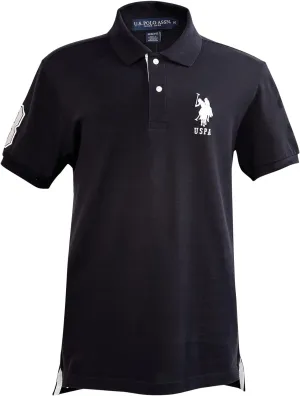 U.S. Polo Assn. Men's Short-Sleeve Polo Shirt with Applique, Casual Summer Slim Fit Polo Shirt with Contrast Color
