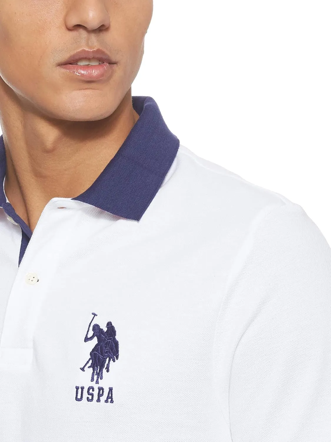 U.S. Polo Assn. Men's Short-Sleeve Polo Shirt with Applique, Casual Summer Slim Fit Polo Shirt with Contrast Color