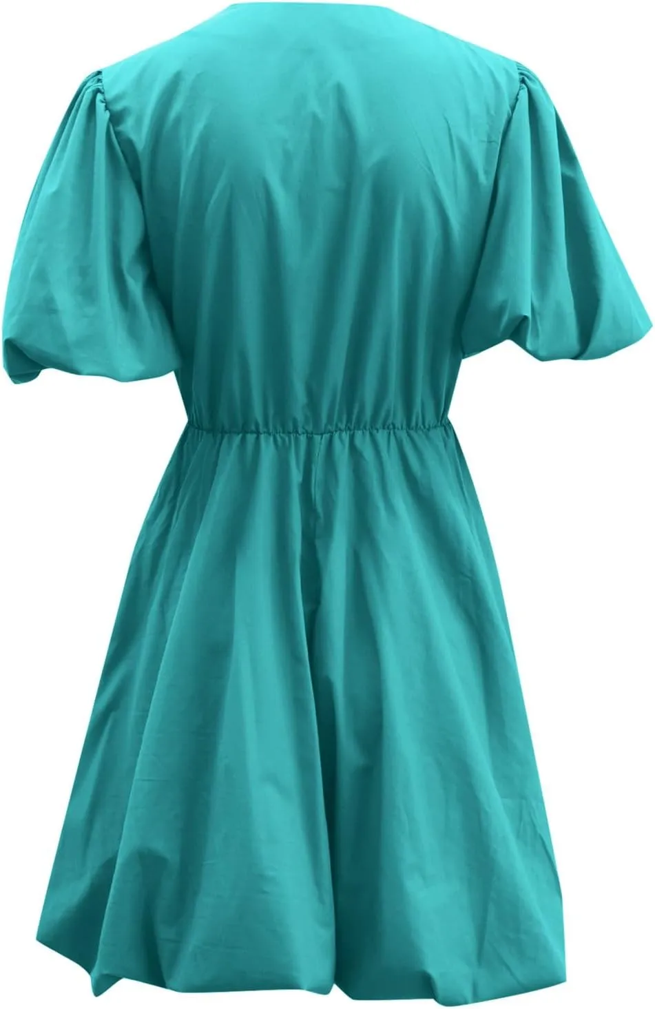 Western Tshirt Dress Women 1950S Elegant Puff Sleeve Swing Empire Waist Mini Ruched Dresses Wedding Beach Vacation Clothes