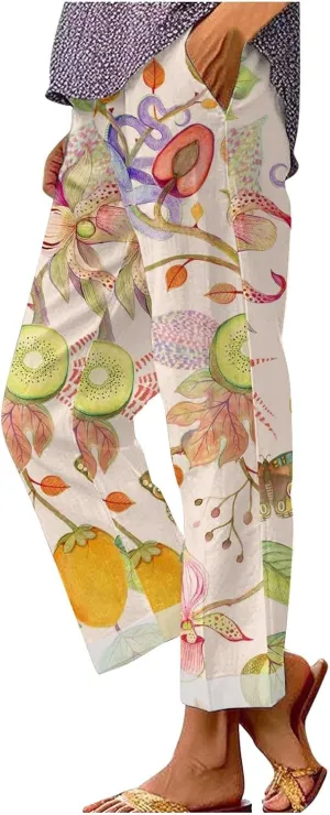 Wide Band Linen Pants Spring Woman Drawstring Linen Pants Work Pants Office Casual High Waisted