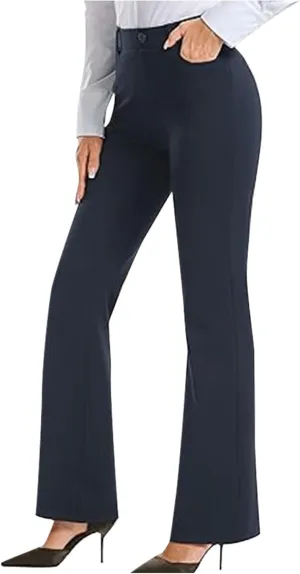 Wide Leg Casual Pants for Women High Waist Stretch Work Pants Classic Slim Fit Lightweight Dress Pants with Pockets