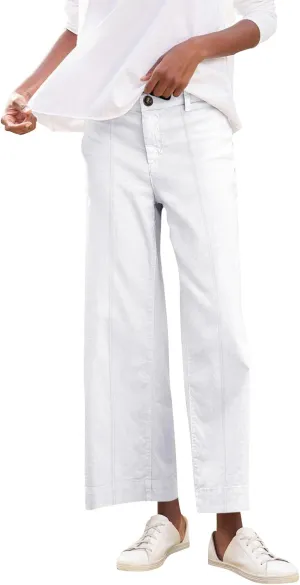 Wide Leg Linen Pants for Women Elastic High Waist Cropped Pants Lightweight Summer Business Casual Pants with Pockets