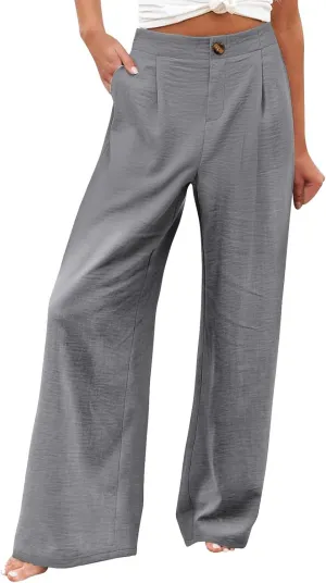 Wide Leg Pants for Women Summer High Waist Wear to Work Casual Trousers Loose Fit Straight Boho Palazzo Pants with Pockets