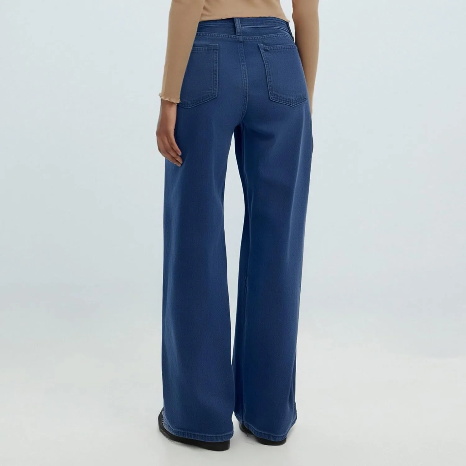 Wide Leg Pants Woman Cargo Flare Jeans with Pockets,Womens Sweatpants Cargo Sterechy High Waisted Petite Button