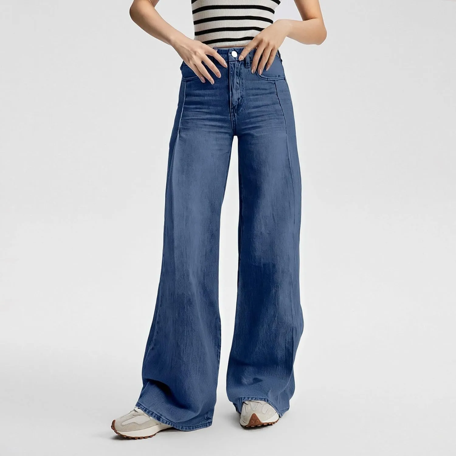 Wide Leg Pants Woman Cargo Flare Jeans with Pockets,Womens Sweatpants Cargo Sterechy High Waisted Petite Button