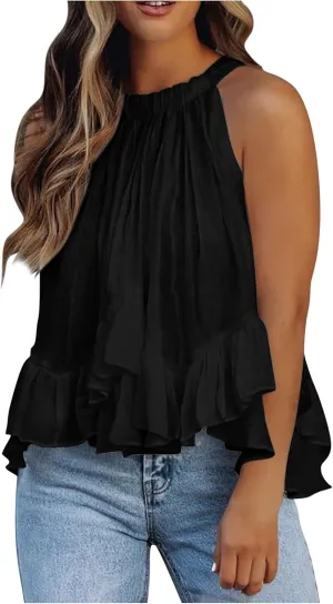 Women Crop Tube Top Sexy Sleeveless Layered Ruffles Casual Stylish Vest Shirts Camisole 2024 Fashion Tops