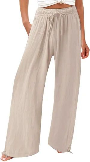Women Linen Pants Cropped Spring Cotton Pant for 2025 with Pockets Travel Cargo Trousers Plus Size