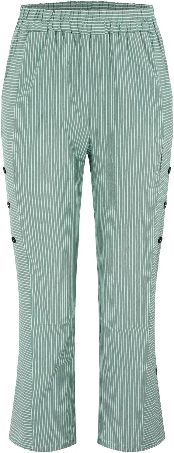 Women Linen Pants High Waist Adjustable High Waisted Dressy Trousers Linen Pants Women Summer Solid Lounge Long Trousers