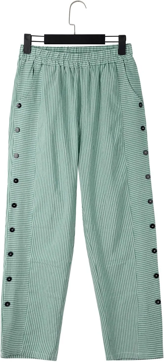 Women Linen Pants High Waist Adjustable High Waisted Dressy Trousers Linen Pants Women Summer Solid Lounge Long Trousers