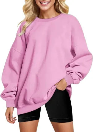 Women Oversized Sweatshirts Crewneck Fleece Hoodies Long Sleeve Pullover Top Fall Fashion Teen Girls Preppy Clothes