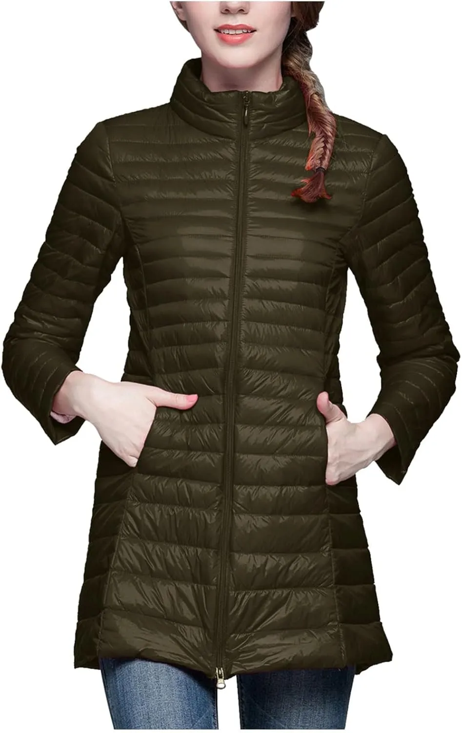 Women Thicken Fleece Lined Padded Jacket Warmth Tops Skimpy Padded Coat Quilted Jackets Plus Size 2024 Heated Jacket with Hood Mid Length Trendy Slimming Fuzzy for Women Puffer Coat Warm