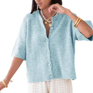 Women Y2k Crop Knit Cardigan T-Shirt Short Sleeve Button Down Casual Knitted Tees Y2k Girls Crop top Streewear